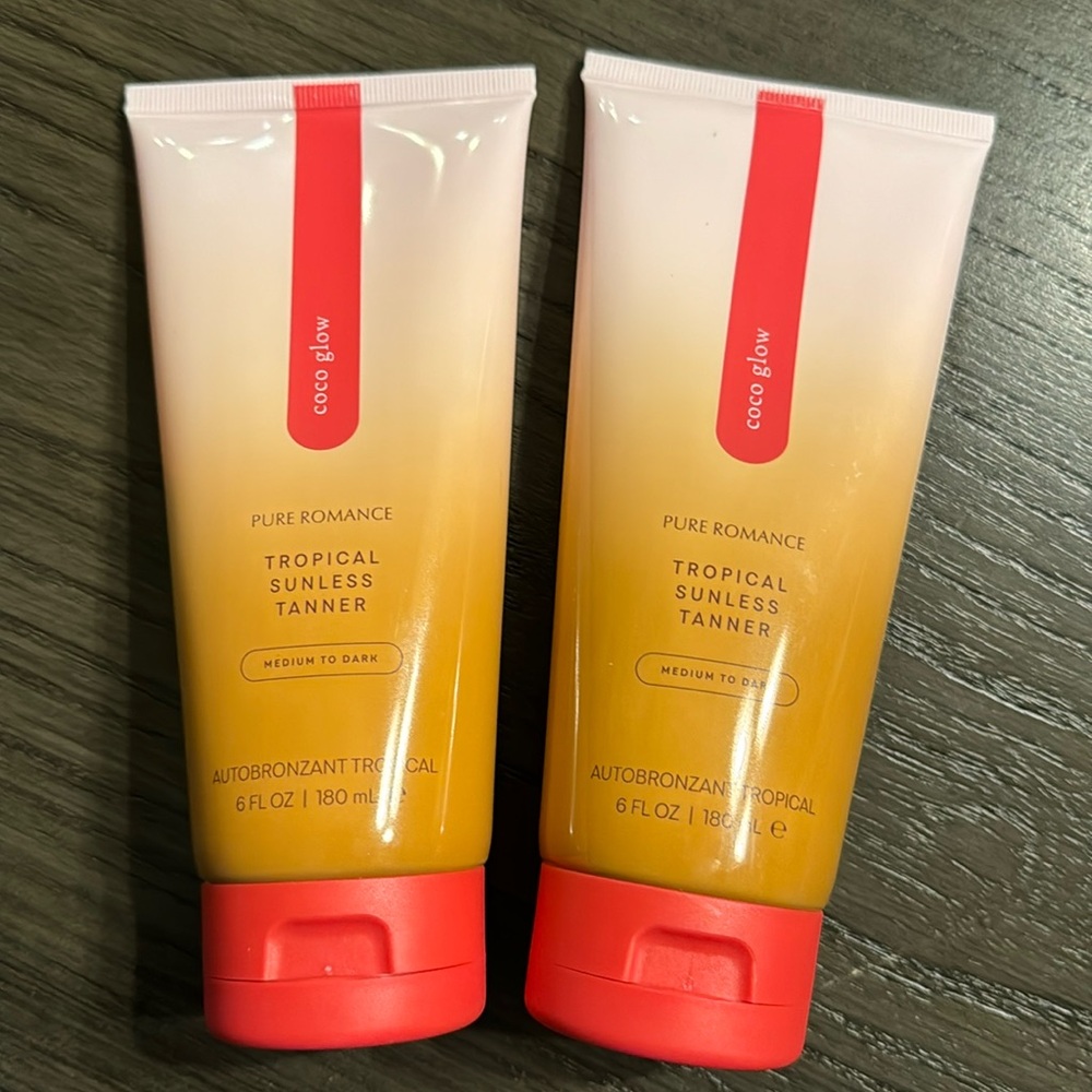 NEW Pure Romance Coco Glow sunless tanner - Medium to Dark - Lot of 2